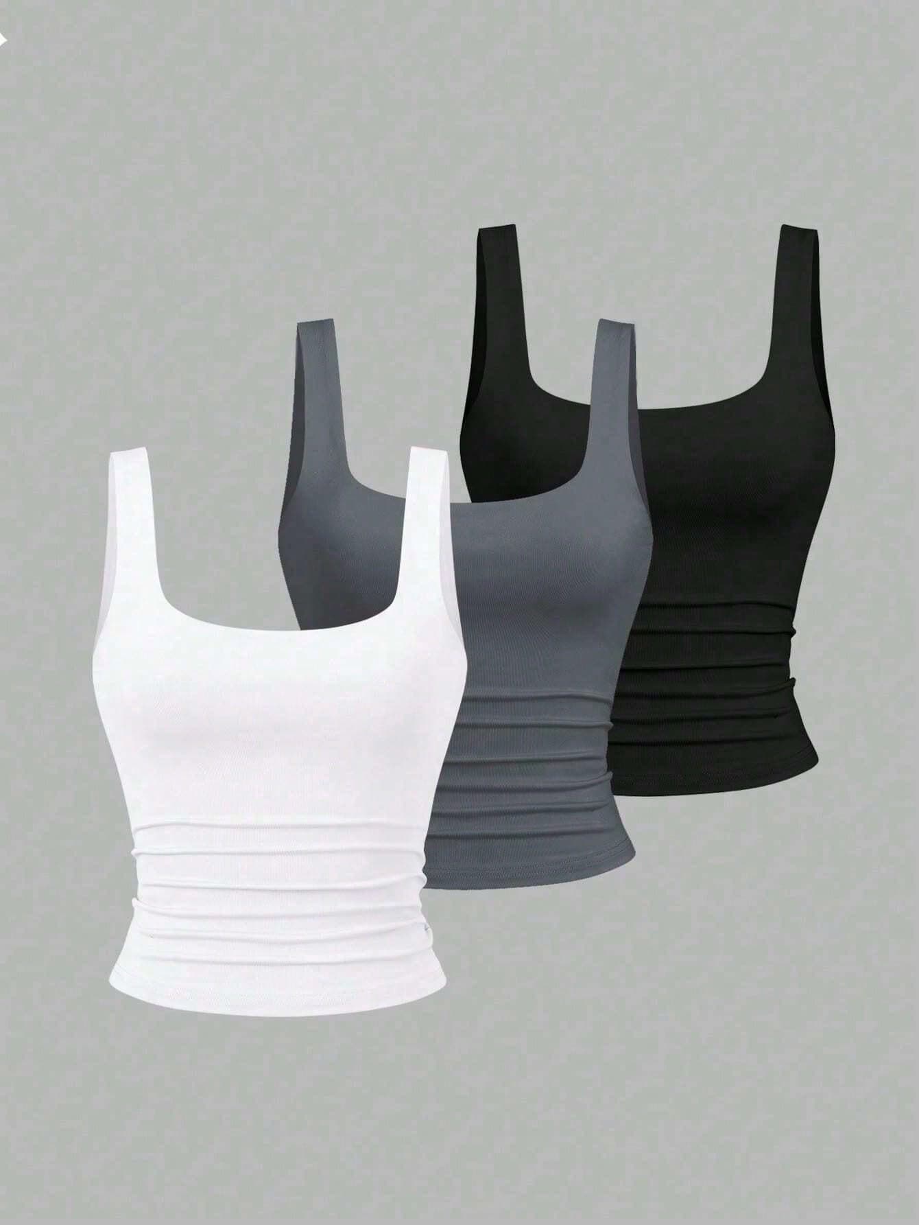 2025 New Cross-Border European and American Style Fashion Versatile Slim Vest Women's Summer Thin Backless Camisole Three-Piece Set