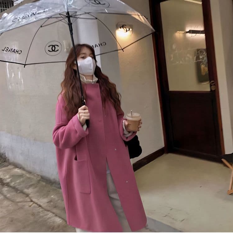 Double-sided Wool Coat for Women, Mid-Length, Hooded, Casual, Loose Fit, Versatile, Petite Wool Outerwear