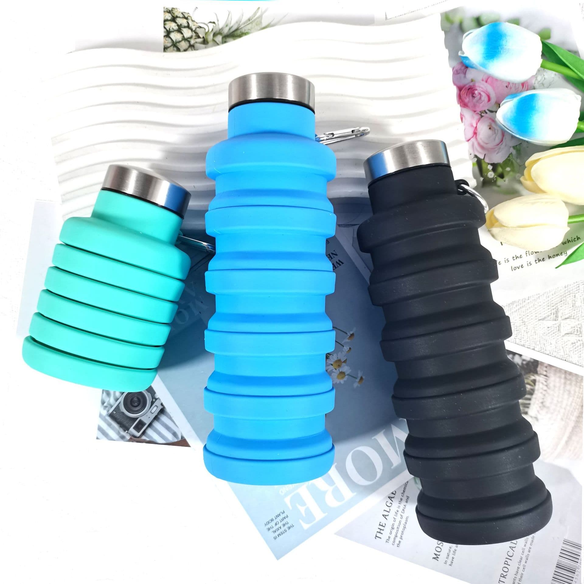 Factory Direct Custom Camouflage Color Silicone Foldable Cup 500ml for Outdoor Camping and Cycling Water Bottle
