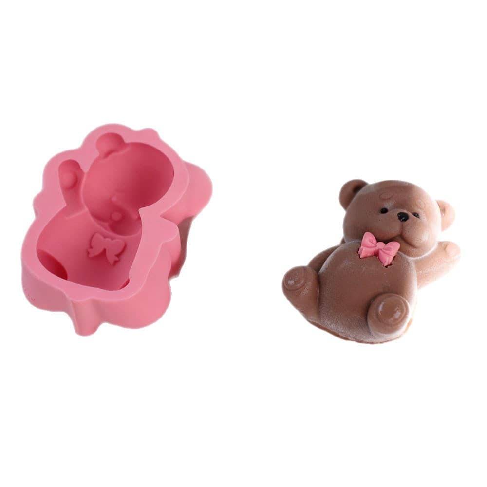 3D Bear Chocolate Baking Mold Cartoon Cute Animal Shape Chocolate Fondant Plaster Silicone Mold