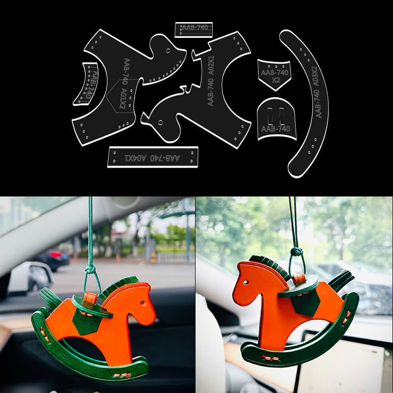diy handmade leather goods rocking horse pattern drawing pendant small wooden horse pendant hanging jewelry mold pattern production