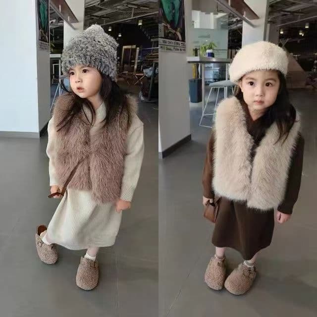 Children's Fur Vest 2025 Autumn/Winter, Faux Fox Fur, Stylish and Versatile, Thick Fur Vest for Boys and Girls