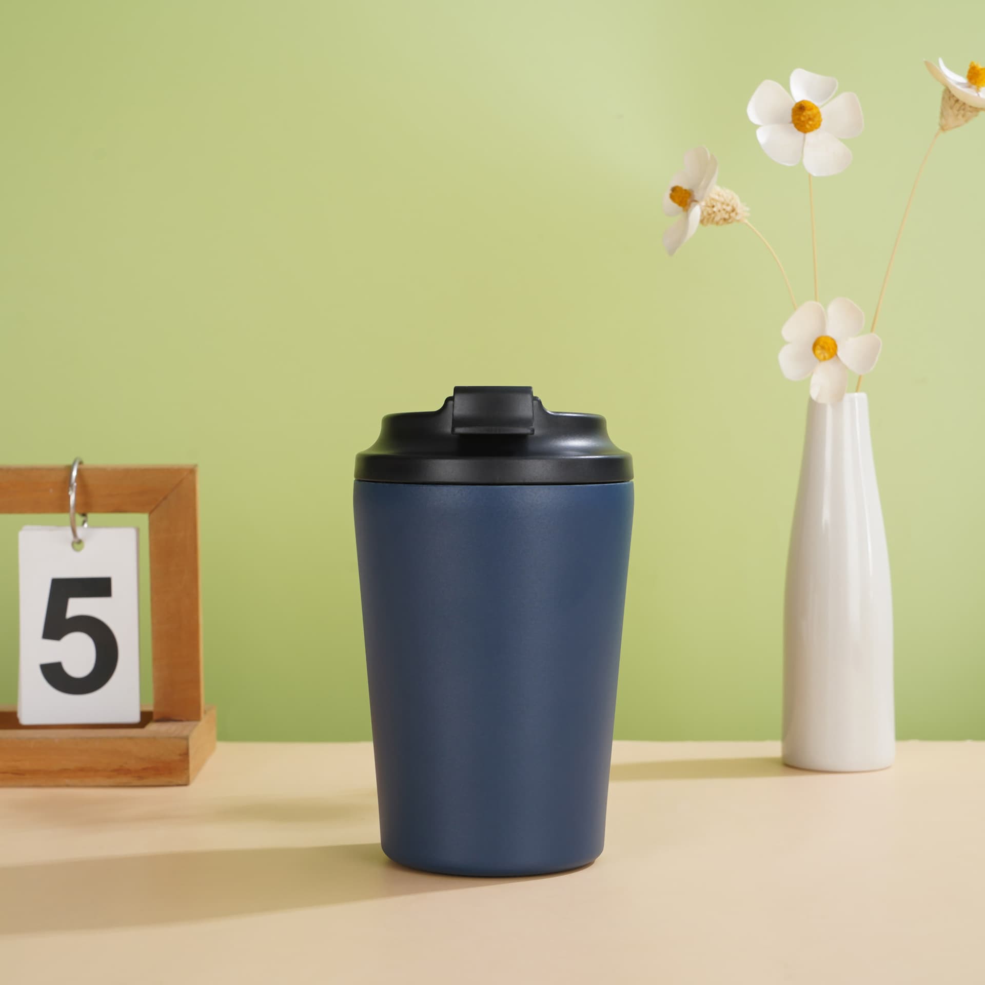 Cross-border 12oz Graduated Coffee Cup 304 Stainless Steel Insulated Mug Outdoor Portable Water Cup 12oz Milk Cup