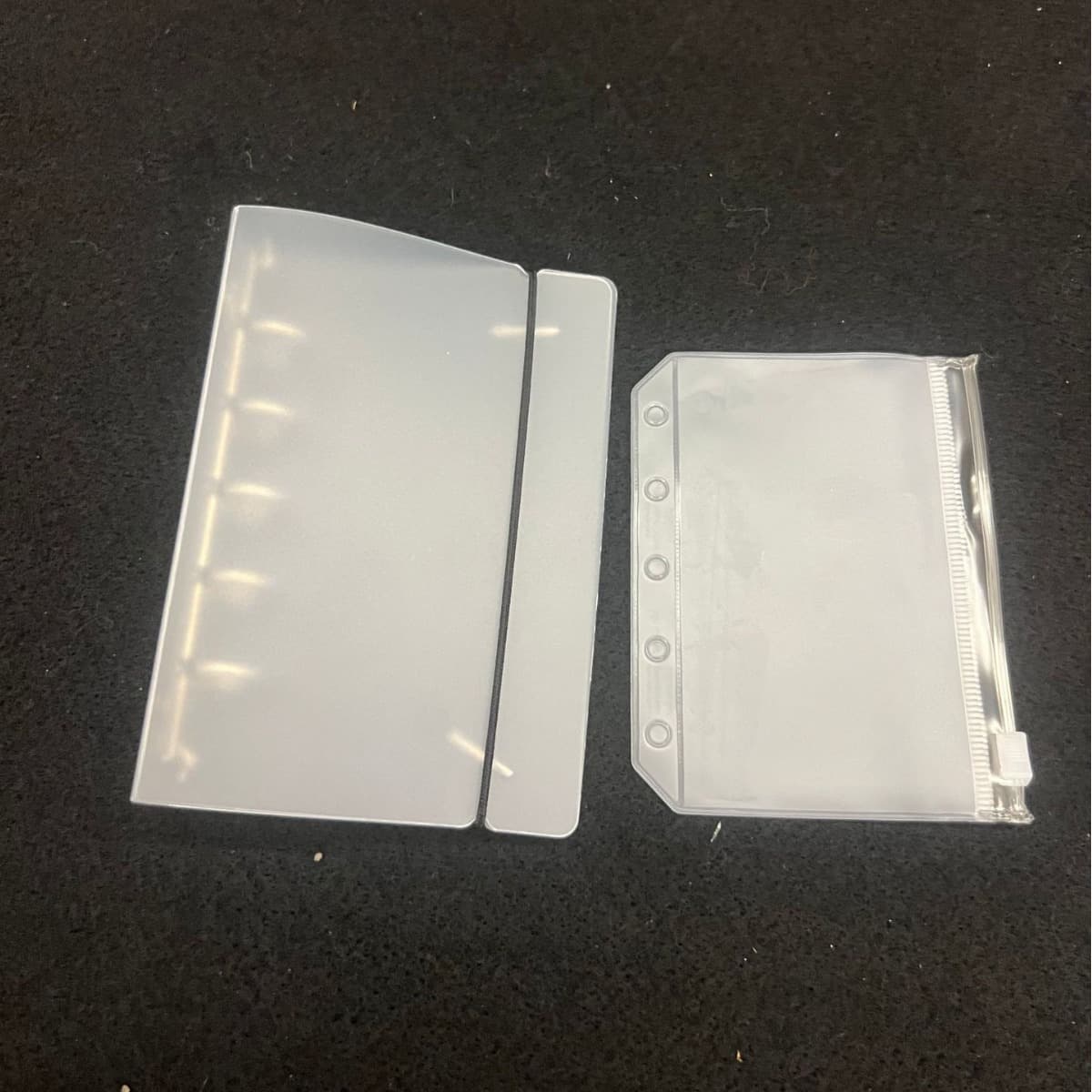 M5 organizer semi-transparent frosted PP mini refillable 5-ring binder pages with zippered self-sealing pockets
