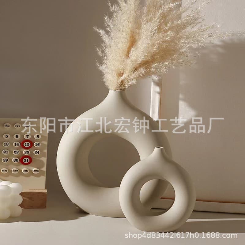 New donut sandstone resin craft vase home decoration ornaments living room simulation flower decorative vase