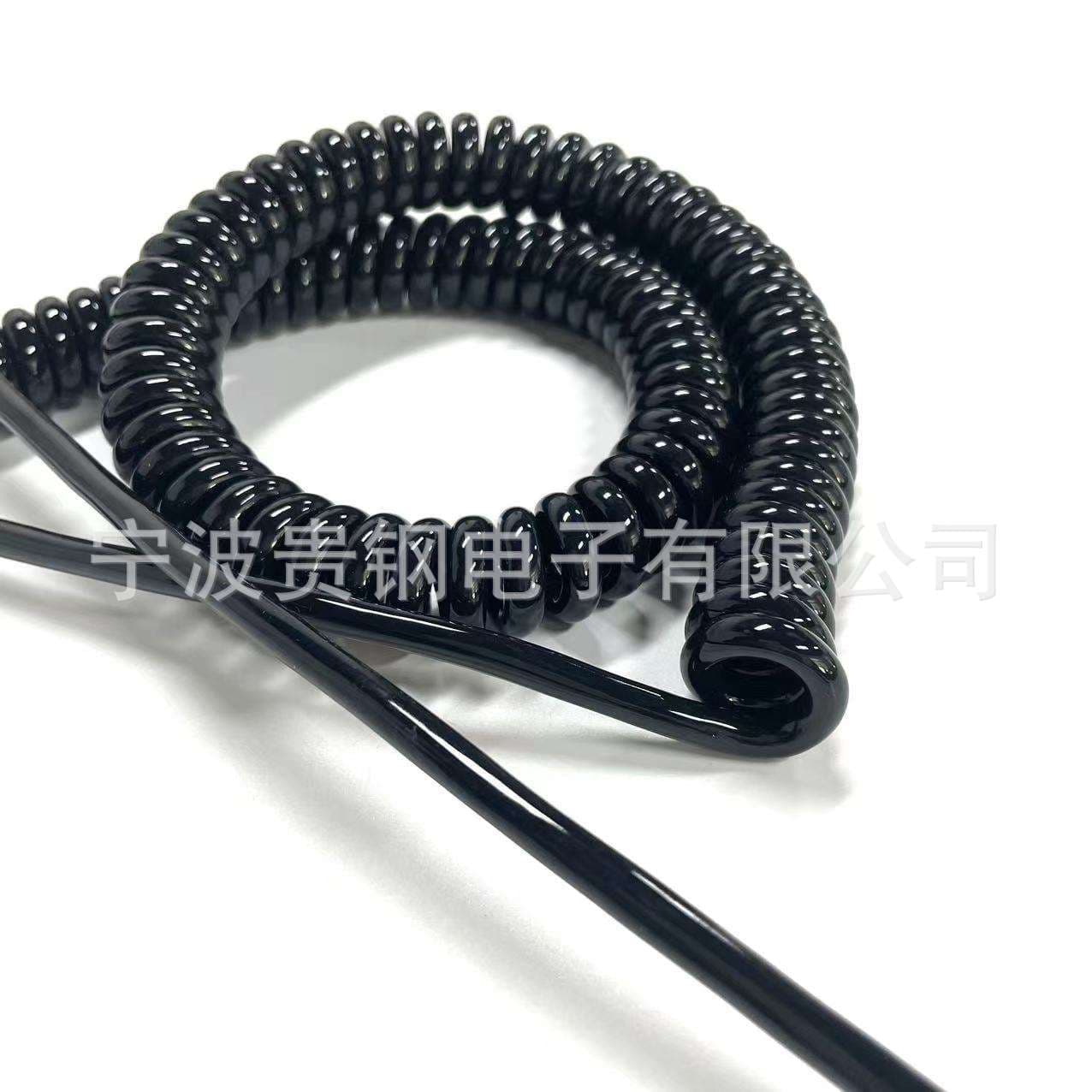 Spring coil 2-core 3-core 4-core PU high resilience wear-resistant retractable spiral cable national standard copper core cable power cord