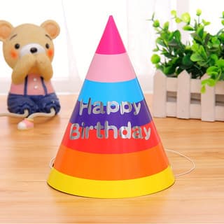 Rainbow Hot Stamping Cone Paper Hat Graduation Cap Party Decoration Props for Children's Day Birthday Party