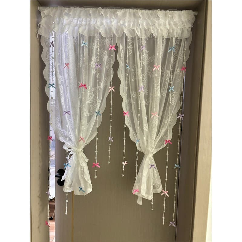 2025 New Bow Door Curtain Bead Chain Partition Curtain for Bedroom Ambiance Decoration, Girly Heart Accessory Makeover