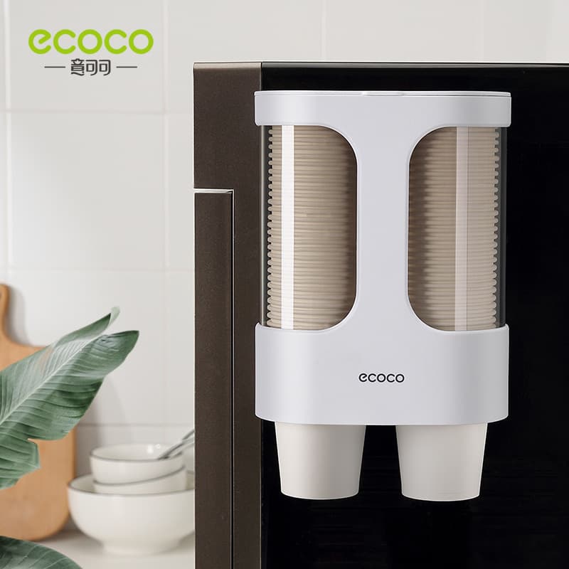 Ecoco Cocoa simple automatic cup holder paper cup holder wall-mounted household disposable cup holder easy to remove