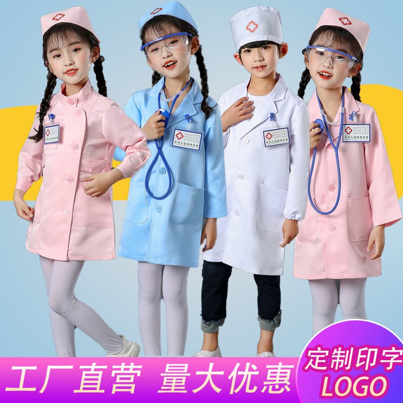 Children Nurse Doctor Costume, Toddler Role Play Outfit, White Lab Coat for Kids