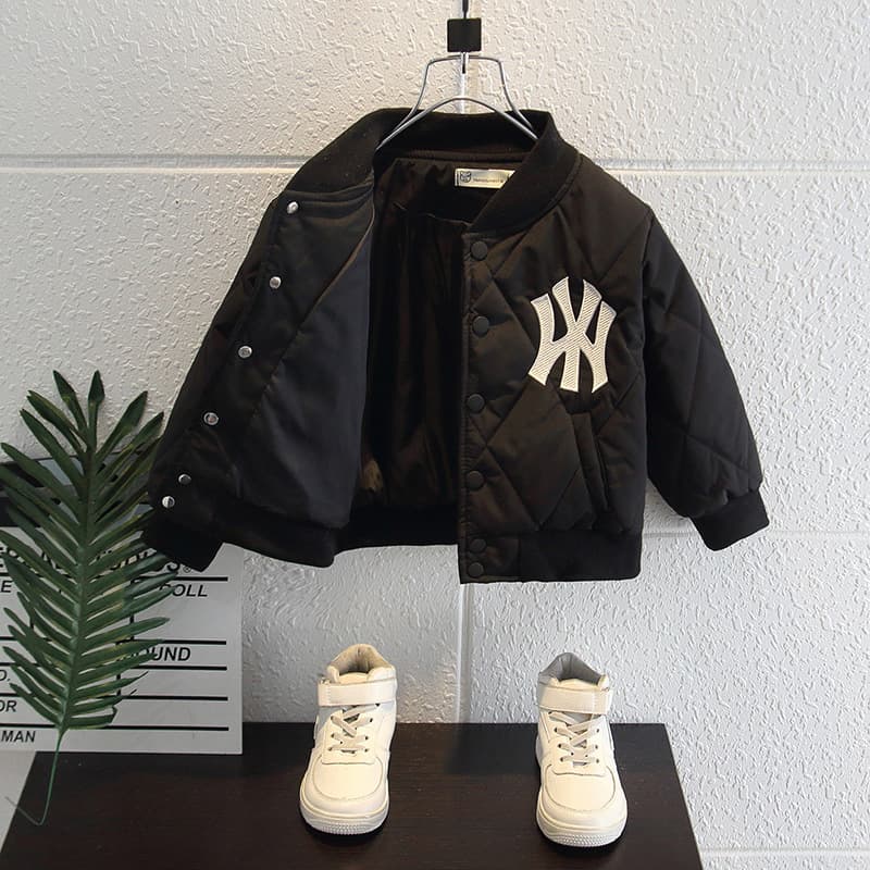 Kids Boys Thick Coat 2022 New Autumn Winter Fleece Baseball Jacket Baby Winter Quilted Top