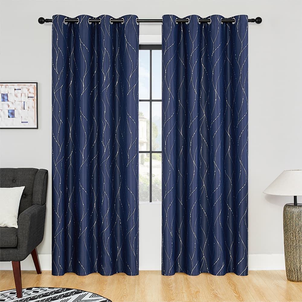 Ready-made Best-selling Amazon Cross-border Curtain with Metal Grommets, Short Curtain for Bedroom and Living Room, Blackout Silver-Coated Curtain