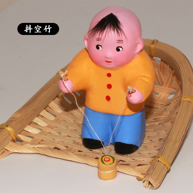 Chinese characteristic folk handicraft clay sculpture Tianjin clay figurine Xiaobaizi, various small gifts for overseas affairs