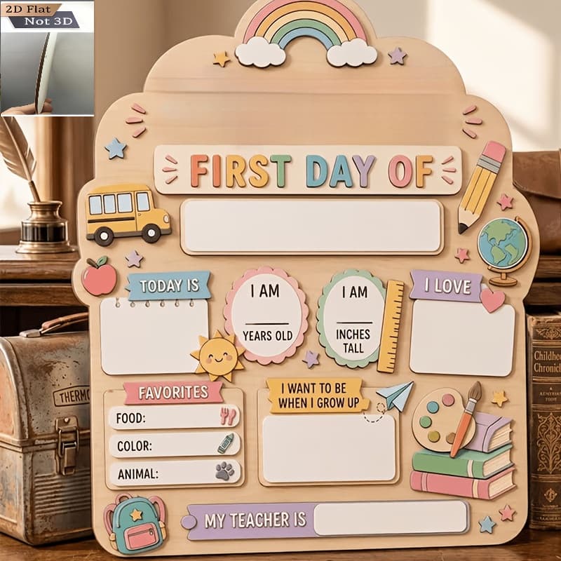 Cross-border school start record board Wooden name tag information record board record of the first day of school