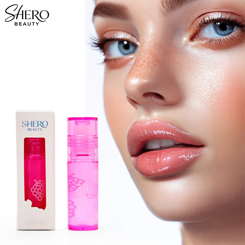 Cross-border hot-selling beaded lip glaze set, fruit watery lip gloss, oily glass lip gloss, transparent lip glaze, watery lip gloss