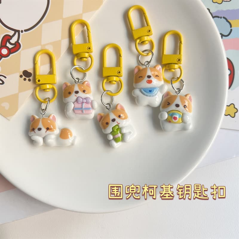 Yellow Buckle E34 Cute Bib Corgi Keychain Sweet Girl Japanese Style Charm Ins Cute Best Friend Gift Accessory