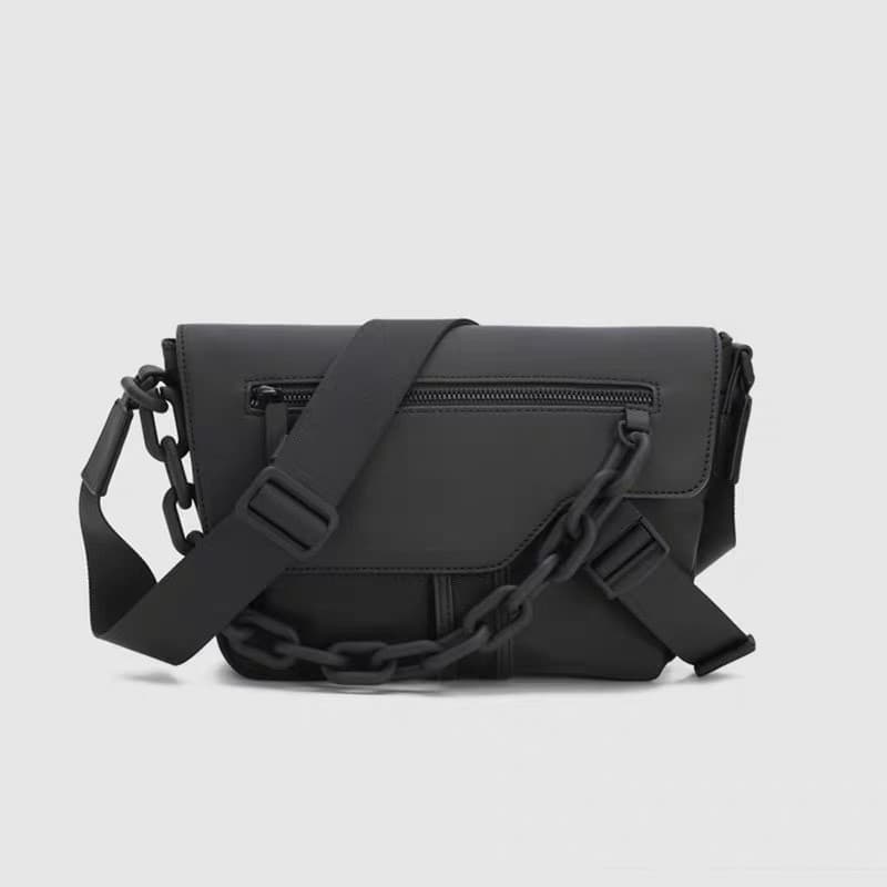 Men's Frosted Nylon New Motorcycle Chain Decoration Crossbody Bag Fashion Youth Trendy Large Capacity Saddle Bag