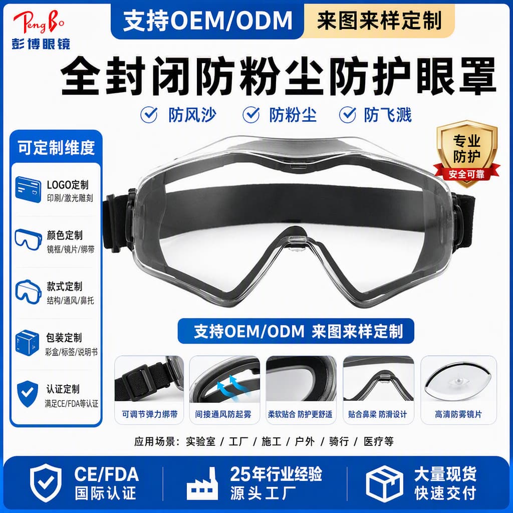 Cross-border Premium Safety Goggles Protective Eyewear for Industrial Cleanrooms Food Factories Laboratories Dust-proof Eye Protection