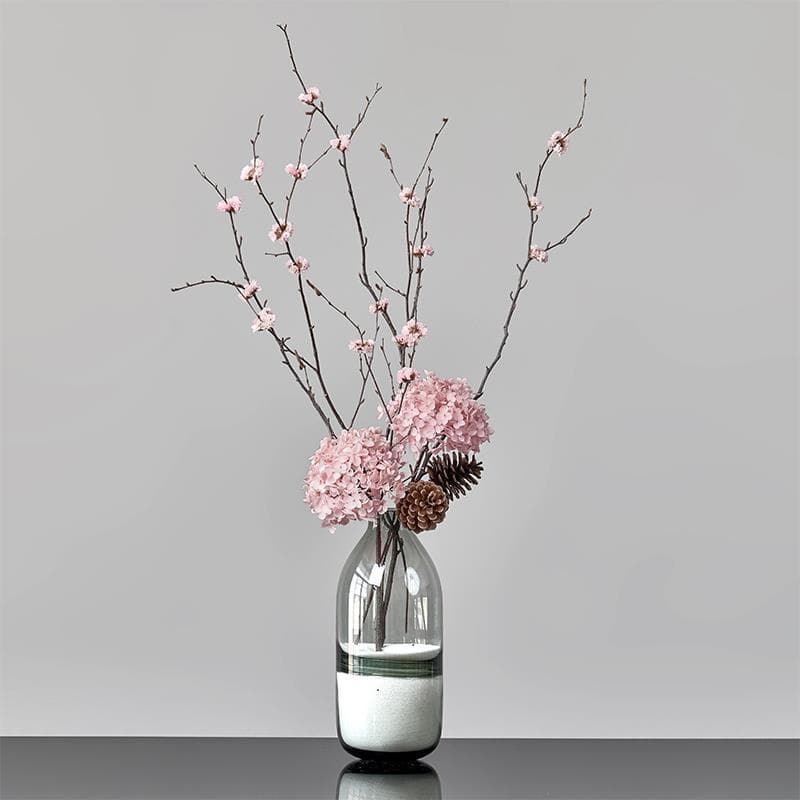 Preserved Flower Decoration Ornament Cherry Blossom Branches Vase Arrangement Hydrangea Dried Flower Bouquet Living Room Set Extra Large Bouquet