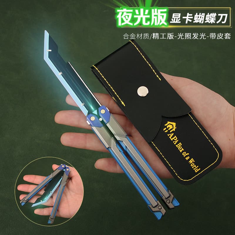 Valorant Peripheral Glow-in-the-dark version of Fearless Contract RGX graphics card butterfly knife metal toy prop knife model