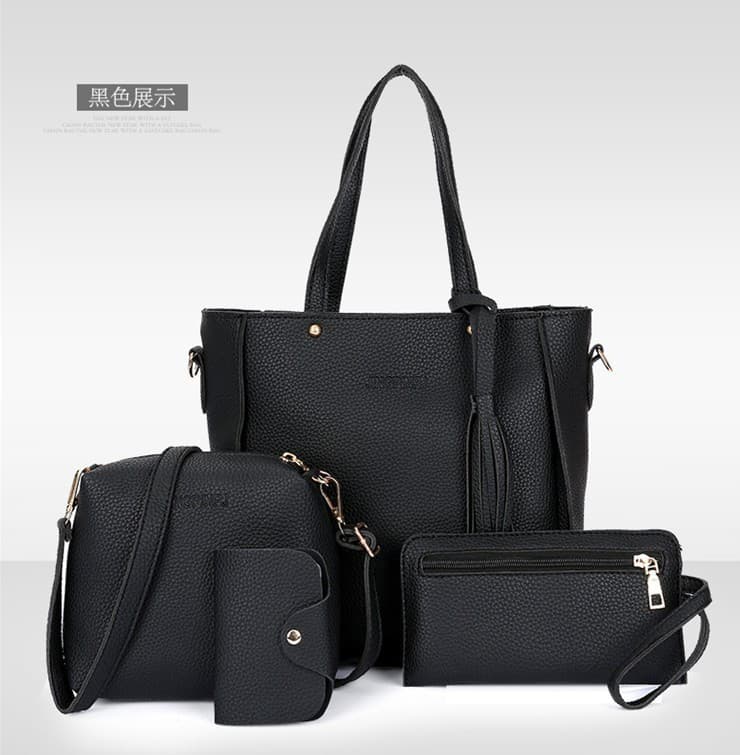 2023 Trendy Mother-Daughter Bag 4-Piece Set New Korean Style Bucket Tassel Shoulder Bag Handbag Women's Bag Large Bag Crossbody Bag