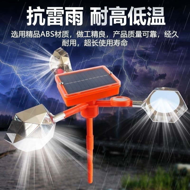 Solar Voice Bird Repeller for Farms, Orchards, and Fish Ponds with Wind and Reflective Elements