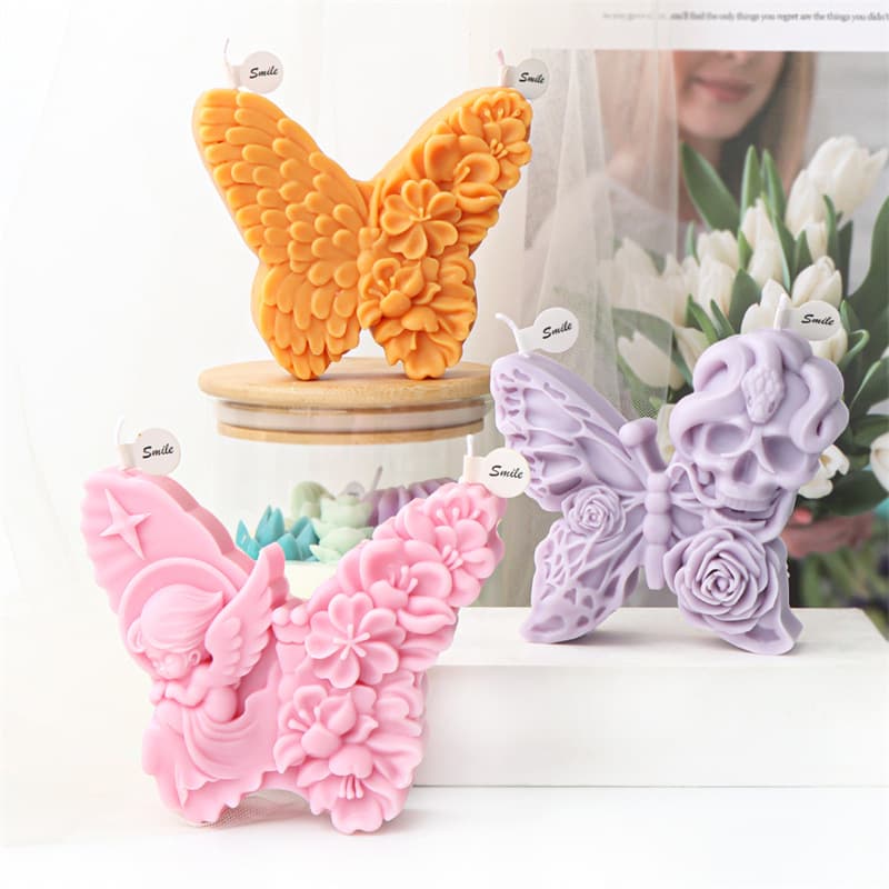 Silicone Angel Butterfly Relief Pattern Candle Mold Halloween Skull Butterfly Baking Cake Mold Decorative Mold