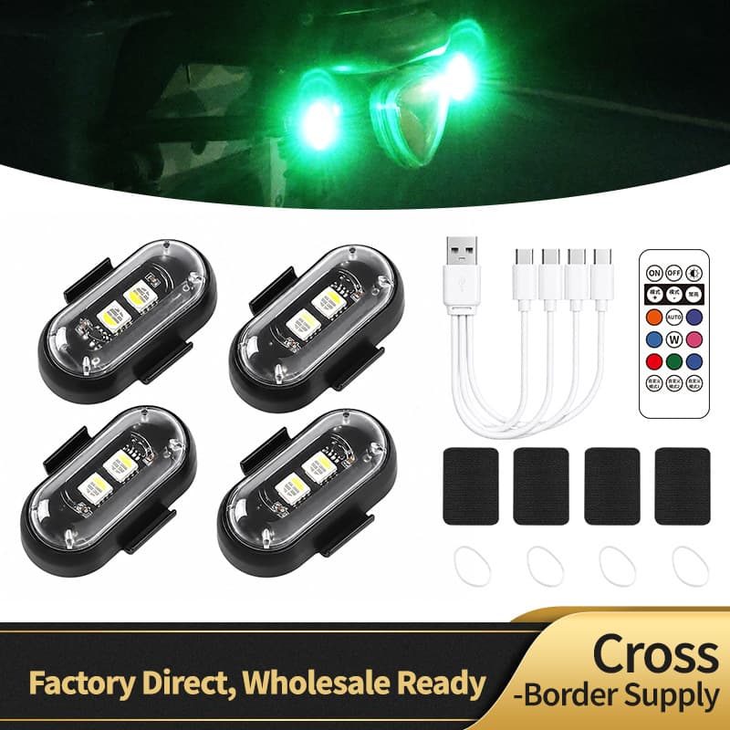 Foreign trade wireless remote control aircraft light multi-mode colorful LED flashing light car and motorcycle charging RGB warning light