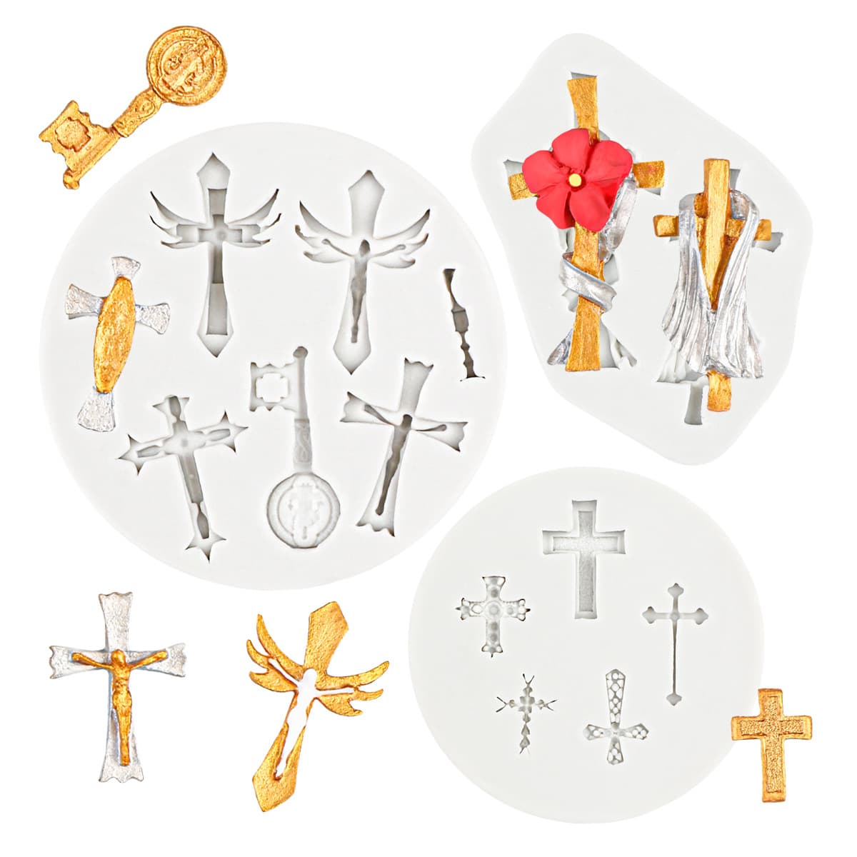 In Stock Bulk Small Cross Shape Silicone Mold Creative Baking Fondant Cake Chocolate Clay Polymer Clay Mold