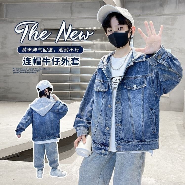 Mid-to-Large Boys' Jacket Spring/Autumn Style Popular Teen Student Fashionable Spring/Summer Children's Denim Jacket