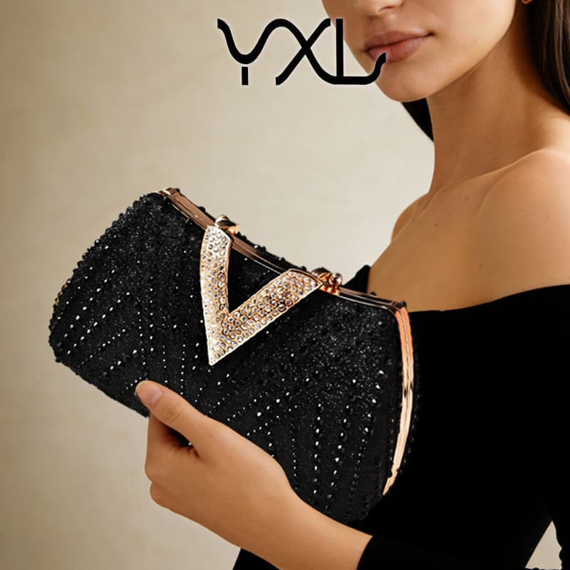 New Rhinestone Evening Bag, Diamond-Encrusted Banquet Dress Bag, Hot-Drilled Luxury Party Bag, Cross-Border Fashion Clutch Bag Manufacturer