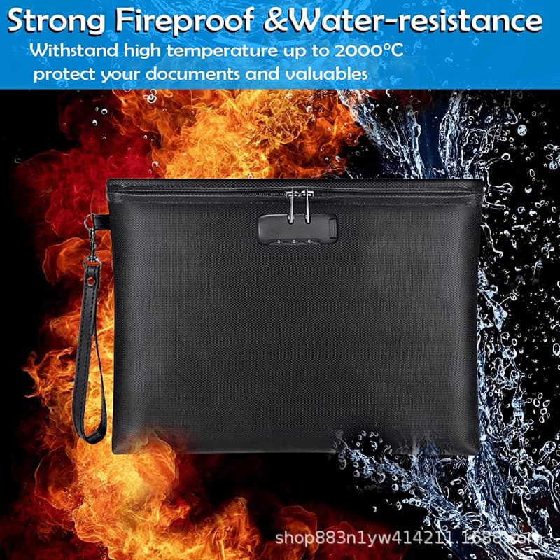 Cross-border wholesale waterproof and fireproof document bag business trip fireproof information bag portable password lock bill fireproof bag