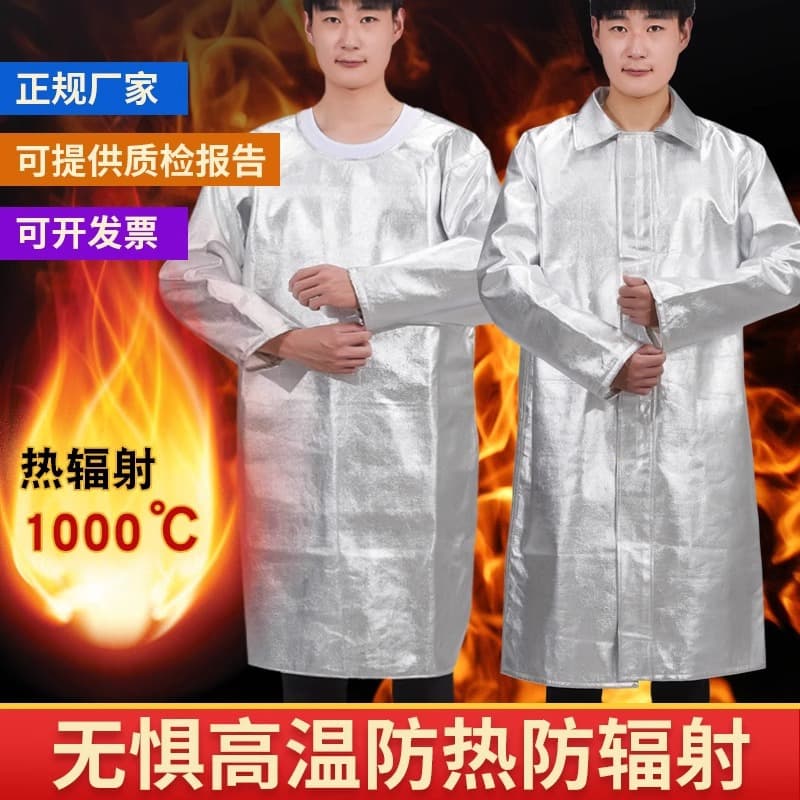 Aluminum Foil Insulation Suit, Spark-Resistant Metallurgy 1000-Degree Flame Retardant Apron Protective Suit, High-Temperature Resistant Coverall
