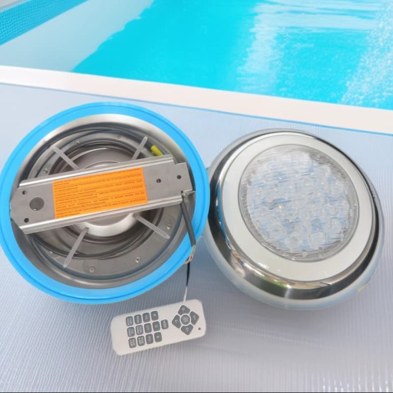Cross-Border Wall-Mounted Swimming Pool Light Led Remote-Controlled Underwater Pool Light 12V Stainless Steel Colorful Fountain Swimming Pool Light