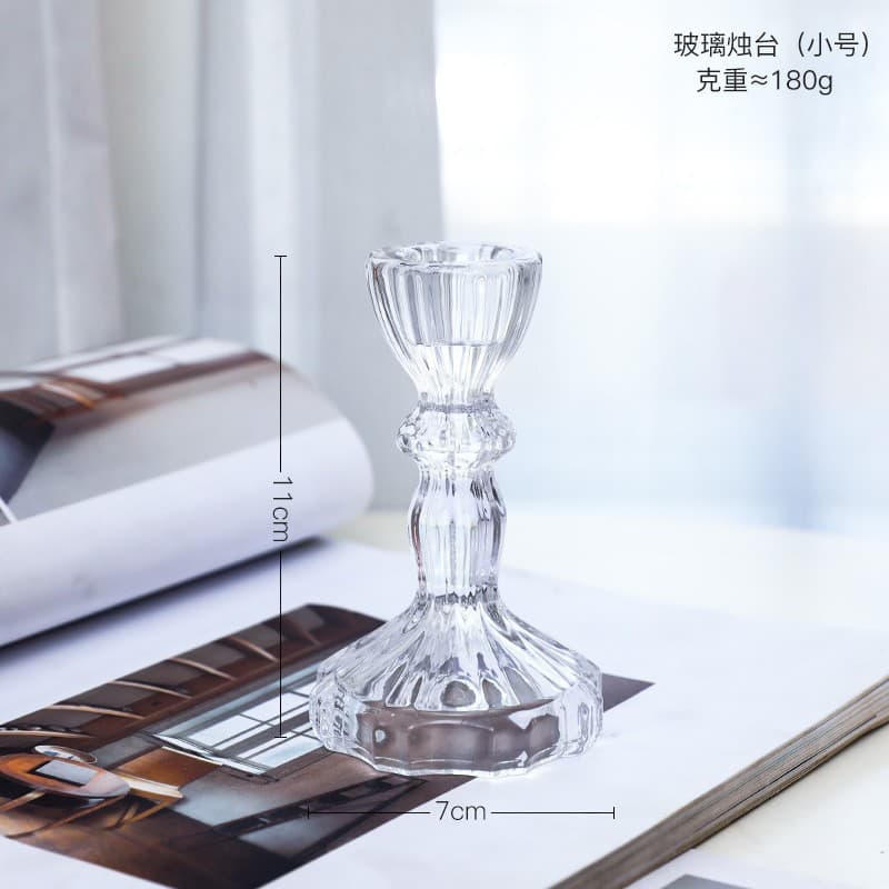 French Nordic Retro Crystal Candle Holder Glass Romantic Candlelight Dinner Wedding Photography Prop INS Style