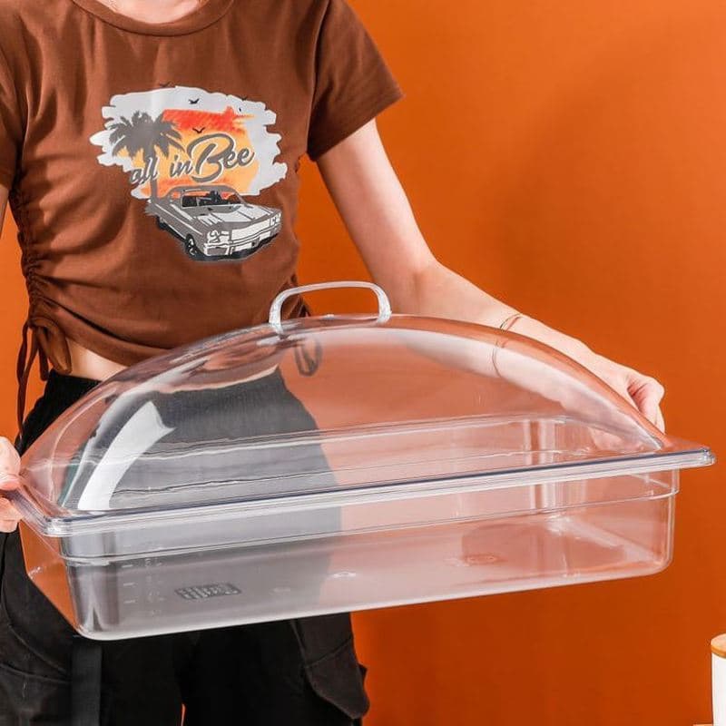 Sushi Box for Stall Display, Acrylic Food Display Tray with Lid, Transparent Plastic Square Container