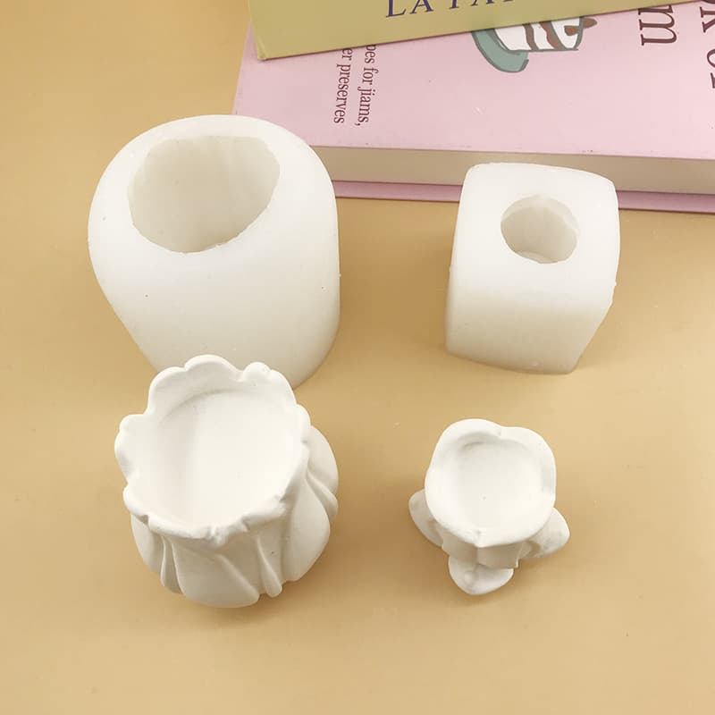 Tulip three-dimensional flower candle mold flower shape handmade grinding tool high temperature resistant wholesale food grade silicone film tool