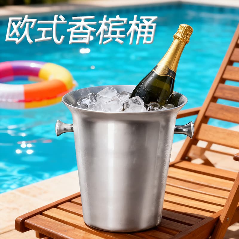 Wholesale Stainless Steel Champagne Bucket High Aesthetics Commercial Beer Wine Creative Ice Cube Bucket Bar KTV Supplies