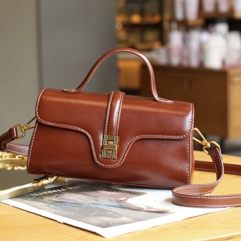 Genuine Leather Cambridge Satchel Women's Bag Luxury Vintage Crossbody Handbag Soft Texture Medium Size Fashion Accessory