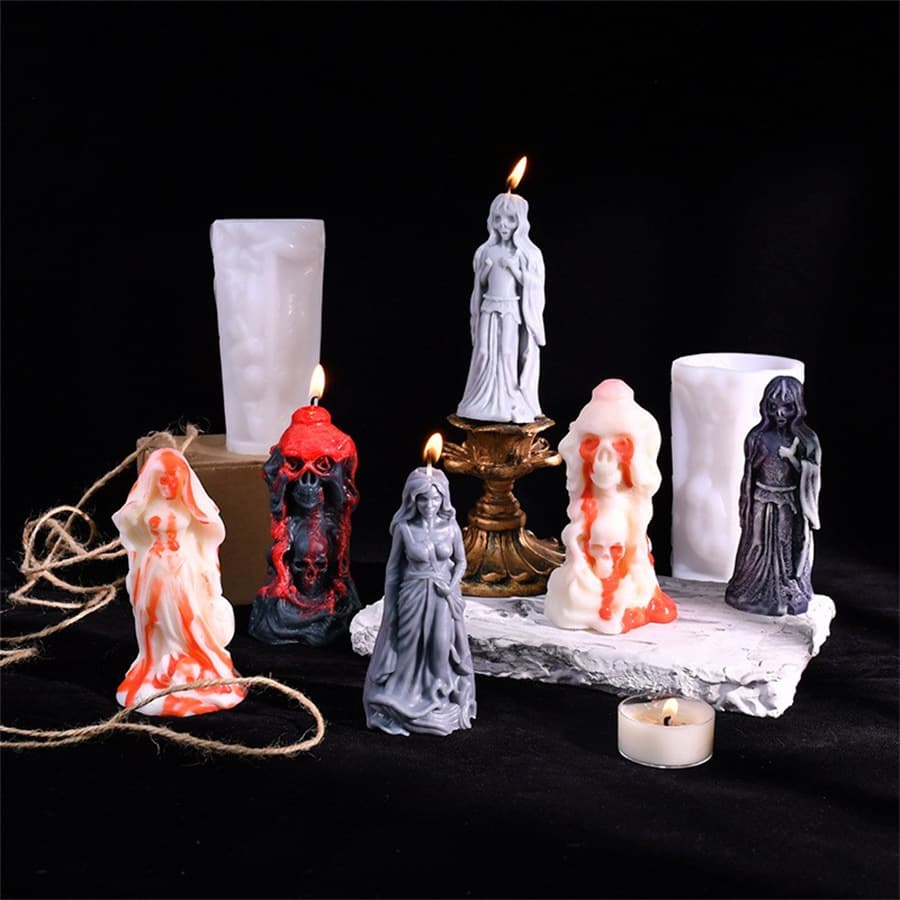 Snowman Zombie Silicone Mold Skull Candle Mold Ghost Groom Ghost Bride Halloween DIY Candle Making