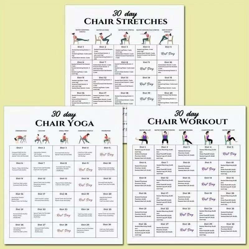 2026 New Amazon Cross-Border 3-in-1 30-Day Chair Workout Decorated Yoga Stretch Set Poster
