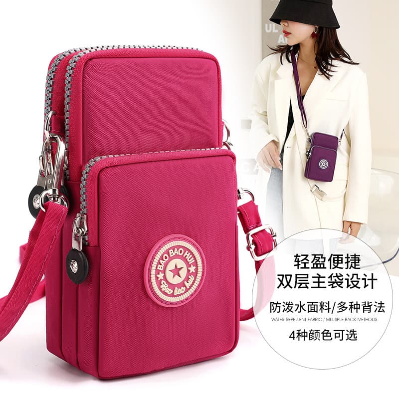 Cross-border Korean Style Crossbody Phone Bag Women's Crossbody Fabric Phone Case Neck Strap Sports Arm Bag Vertical Wrist Coin Purse