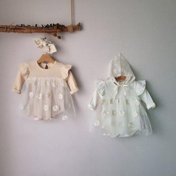 Discontinued Sizes Clearance 3 Spring/Autumn Korean New High-Waist Floral Girls' Romper Dress Baby Bodysuit Infant