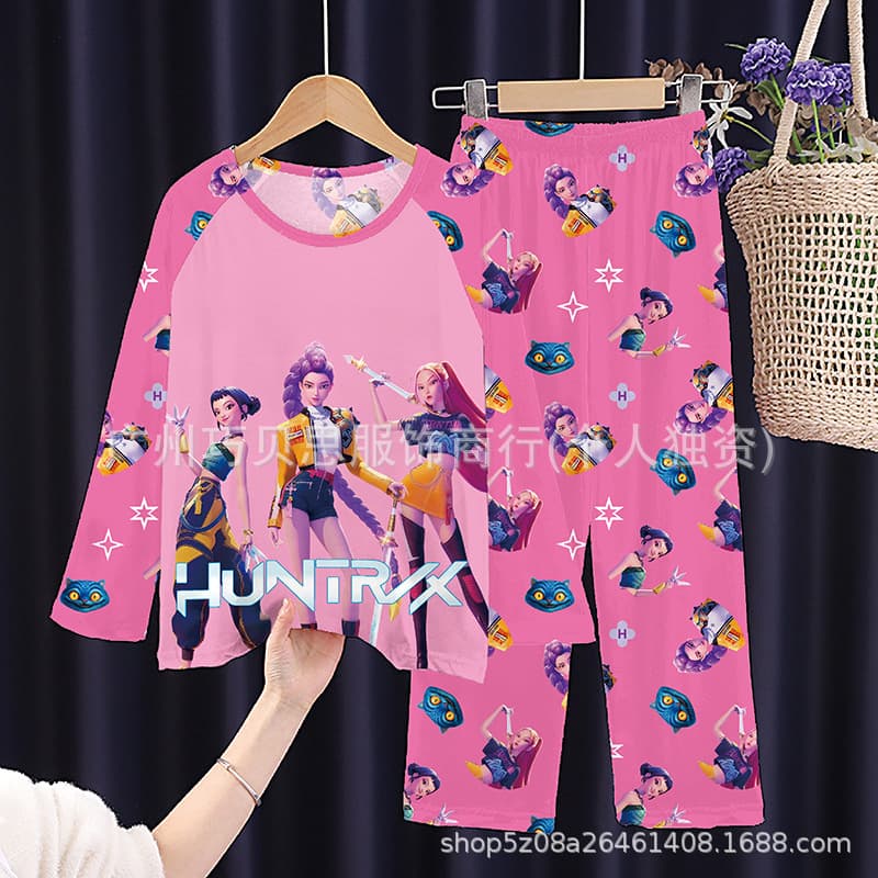 KPop Witch Hunt Girl Group Pajamas Kids Long Sleeve Girls Spring Autumn Thin Style Big Kids Cartoon Boys Homewear