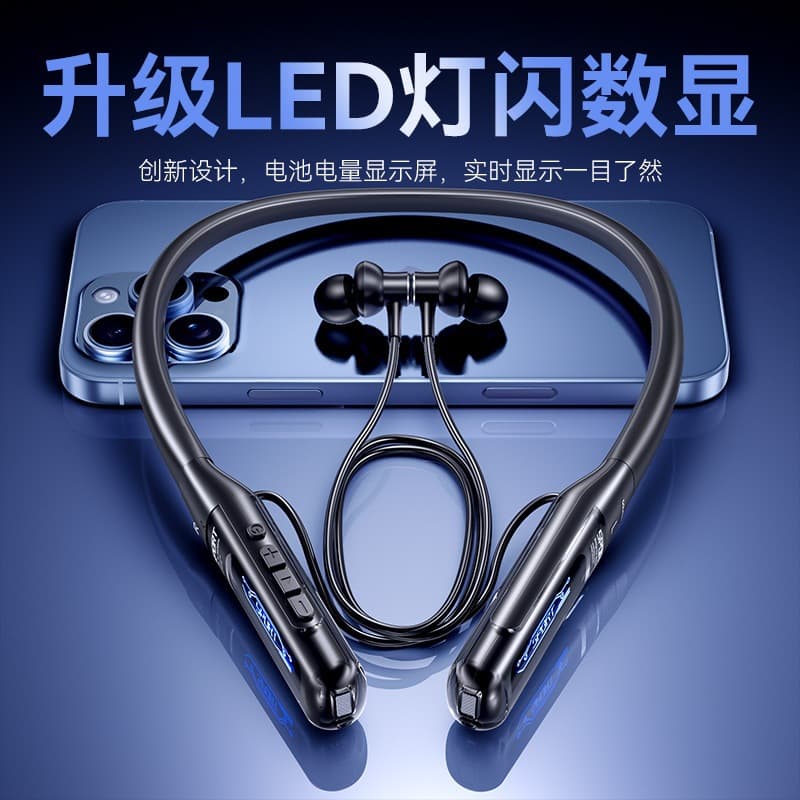 2025 New Model Neckband Bluetooth Earphones with Ultra-Long Battery Life, Bone Conduction Neckband Noise-Canceling Sports Earphones, Wireless Bluetooth