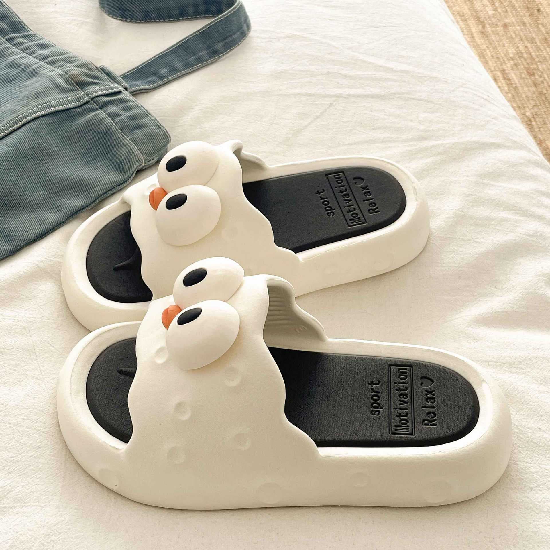 Detachable, long-wearing, non-tiring, versatile flip flops, funny duckbills, big eyes, EVA slippers for women, non-slip