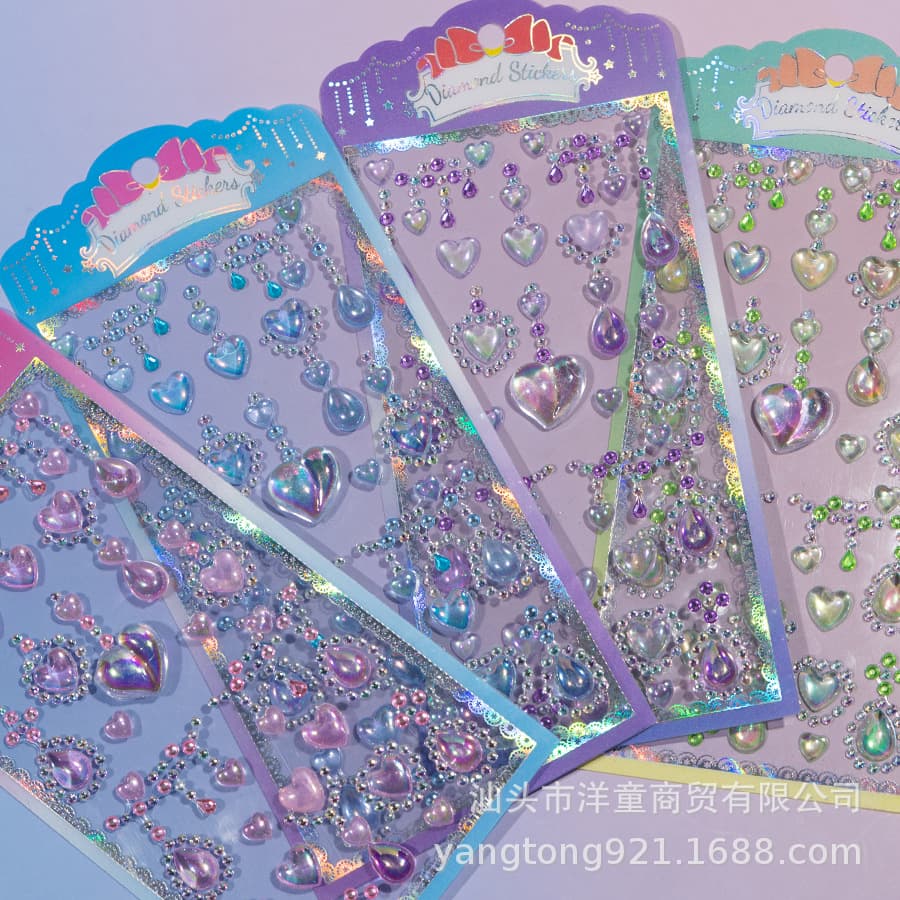 YT-PF Children's Transparent Crystal Water Diamond DIY 3D Scrapbooking Decoration Diary Cute Bow Reward Stickers