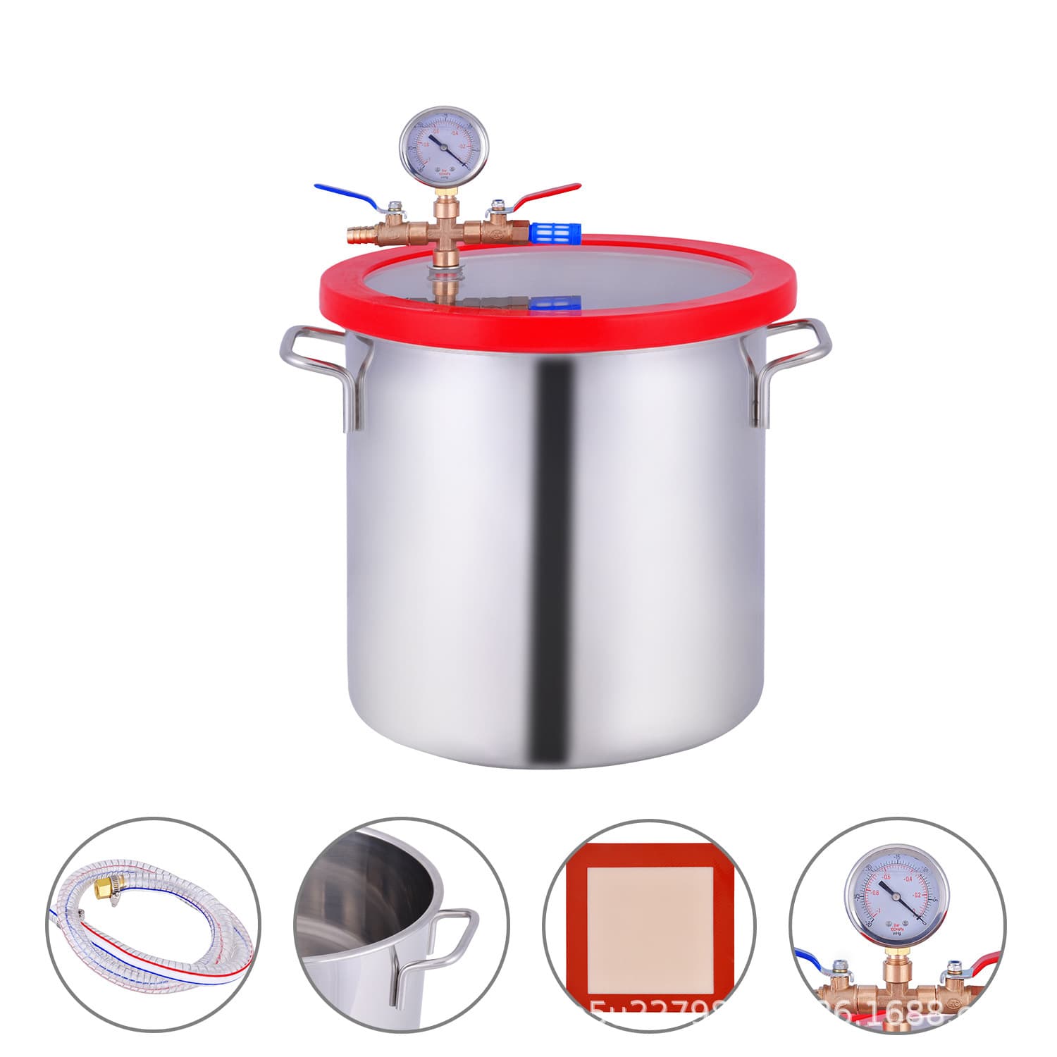 Vacuum Degassing Tank for Dispensing, Glue, Silicone, Resin, AB Glue / Vacuum Pump