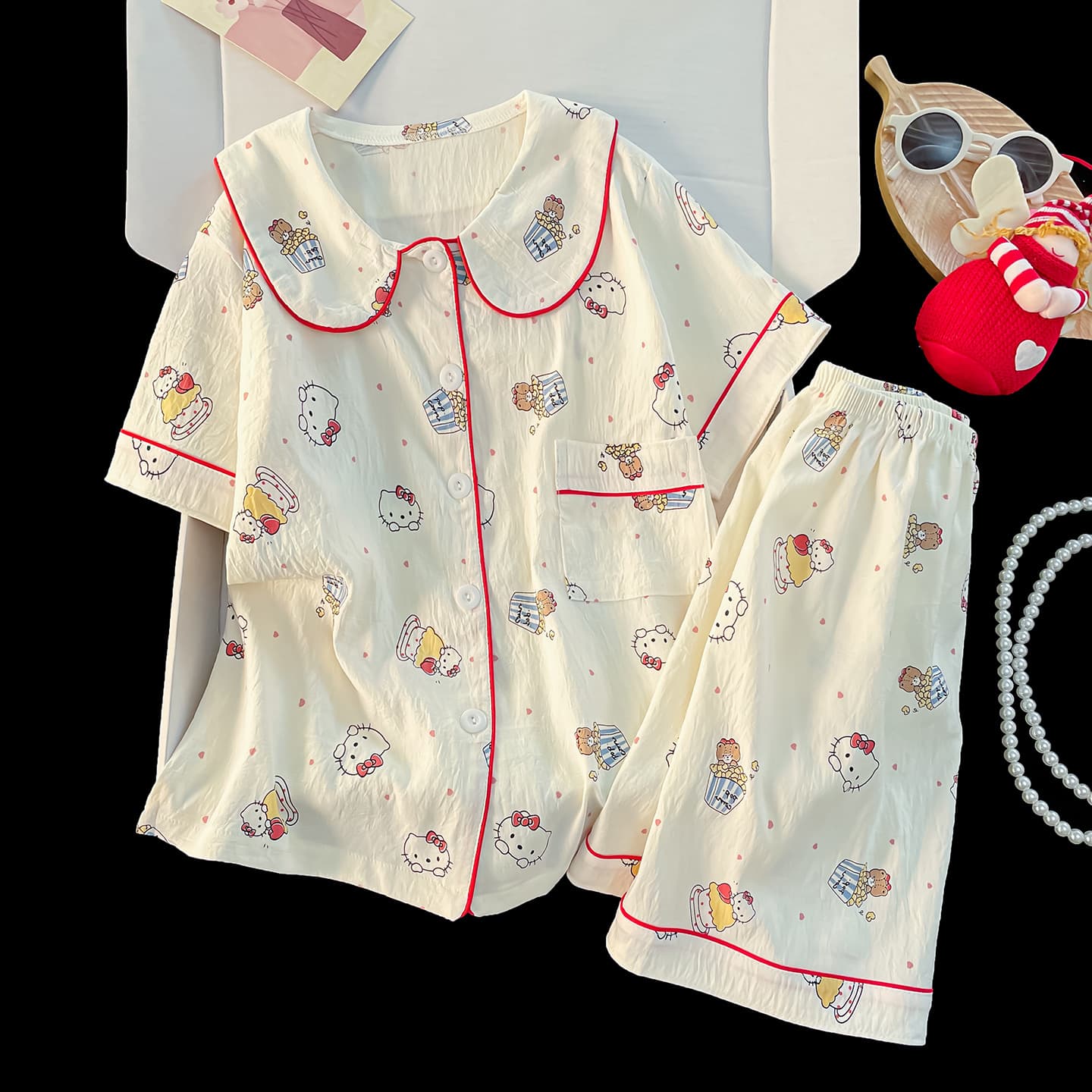 2026 New Parent-Child Cloud Cotton Mother-Daughter Pajamas Summer Short Sleeve Shorts Cardigan Children's Pajamas Girls Homewear