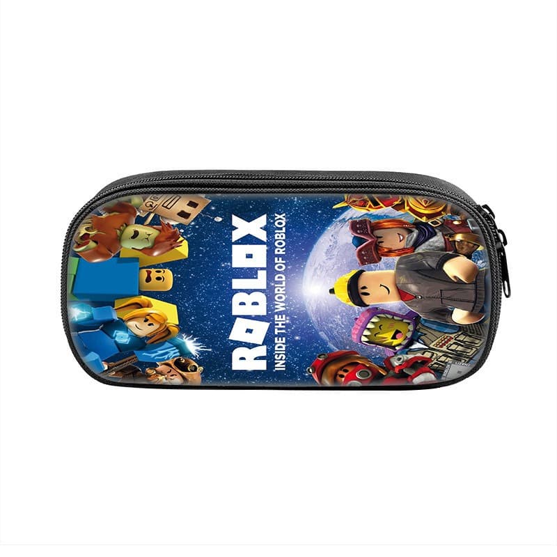 Cross-border Roblox layered pencil case, polyester vertical square stationery bag, Korean-style kids' pencil pouch